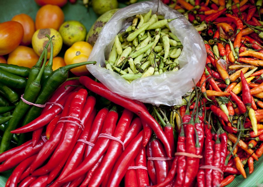 Chilli, fruit and vegetable market,  Samarinda, East Kaliamantan, (photo by Corrie Wingate)
